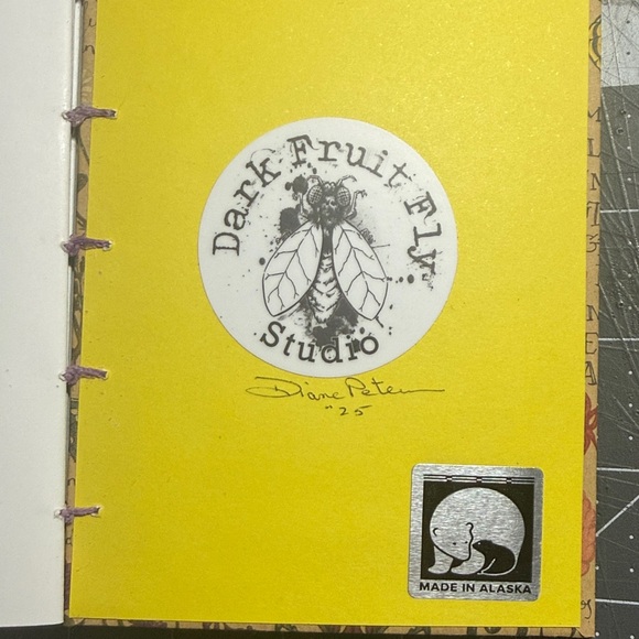 Handmade Coptic Bound Blank Journal with Botanical Design - Picture 3 of 9